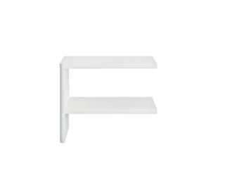 Aurore beside shelf unit
