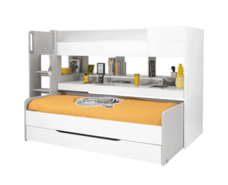 Trio high bed + desktop + sliding bed + Dimix optional drawer